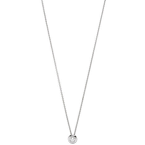 Collier Kette mit Anhänger 585 Gold Weißgold 1 Diamant Brillant 45 cm