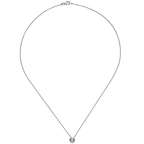 Collier Kette mit Anhänger 585 Gold Weißgold 1 Diamant Brillant 45 cm