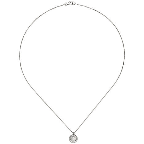 Collier Kette mit Anhänger 585 Gold Weißgold 15 Diamanten Brillanten 43 cm