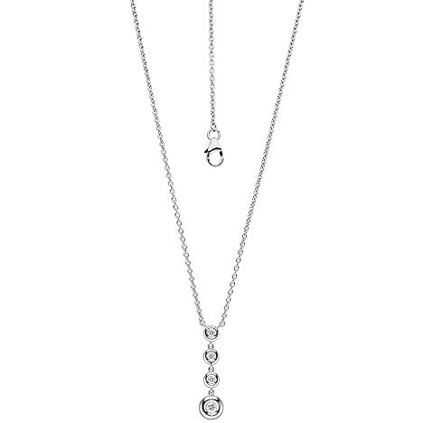 Collier Kette mit Anhänger 585 Gold Weißgold 4 Diamanten Brillanten 43 cm