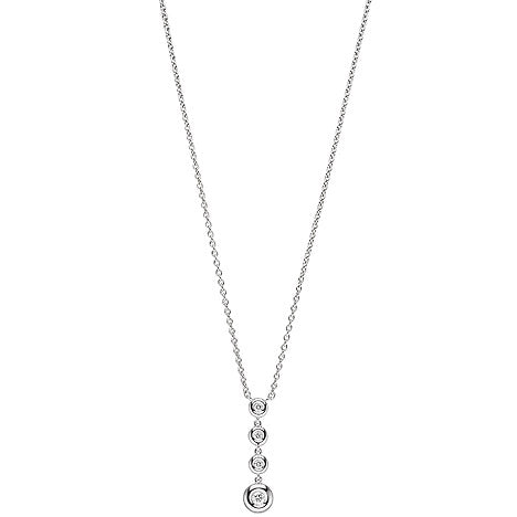Collier Kette mit Anhänger 585 Gold Weißgold 4 Diamanten Brillanten 43 cm