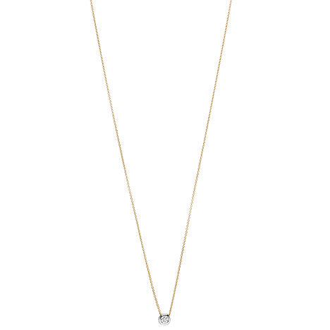 Collier Kette mit Anhänger 750 Gold Gelbgold Weißgold bicolor 1 Diamant Brillant