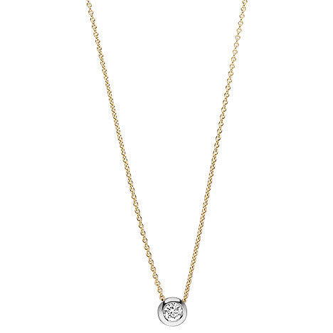 Collier Kette mit Anhänger 750 Gold Gelbgold Weißgold bicolor 1 Diamant Brillant