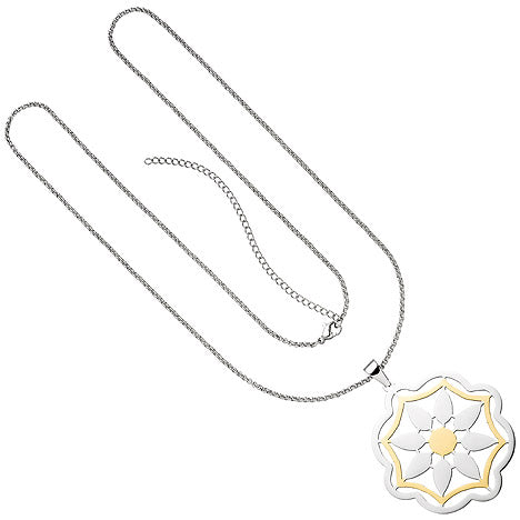 Collier Kette mit Anhänger Blume aus Edelstahl bicolor 80 cm