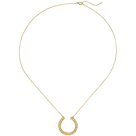 Collier Kette mit Anhänger Geflecht 750 Gold Gelbgold 45 cm Goldkette