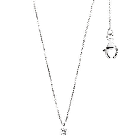 Collier Kette mit Anhänger zart 585 Gold Weißgold 1 Diamant Brillant 45 cm