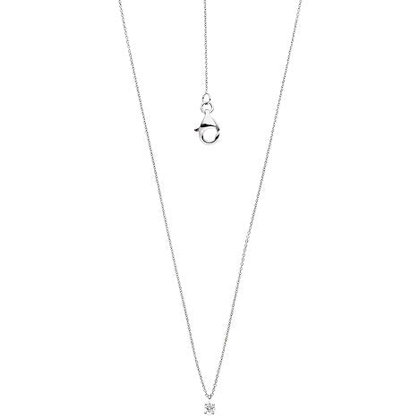 Collier Kette mit Anhänger zart 585 Gold Weißgold 1 Diamant Brillant 45 cm