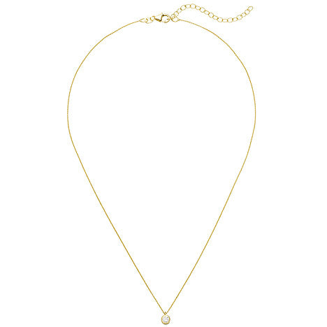 Collier Kette mit Anhänger 925 Silber vergoldet 1 Zirkonia 43 cm Kette