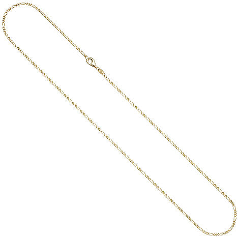 Figarokette 585 Gold Gelbgold diamantiert 1 7 mm 45 cm Kette Halskette Goldkette