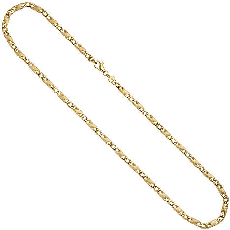 Halskette Kette 585 Gold Gelbgold teil matt 50 cm Goldkette Karabiner