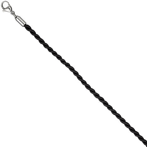 Halskette Kette Nylonkordel schwarz 45 cm Karabiner aus Edelstahl