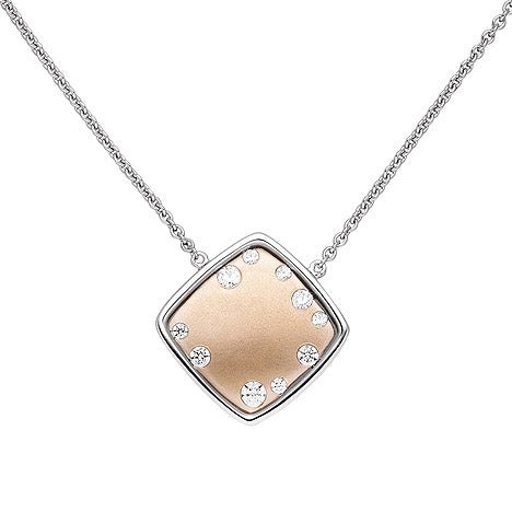Kette mit Anhänger 375 Gold Weißgold Rotgold bicolor matt 10 Zirkonia 45 cm
