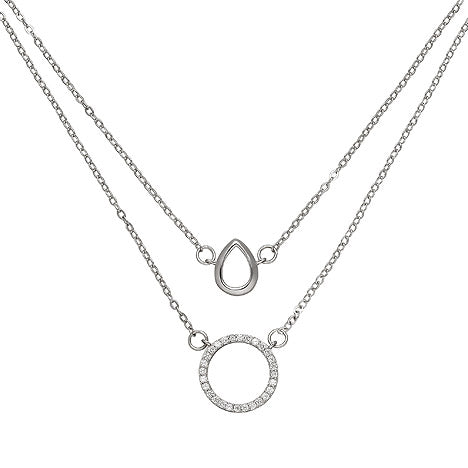 Kette mit Anhängern 2-reihig 925 Sterling Silber 28 Zirkonia 46 cm Halskette