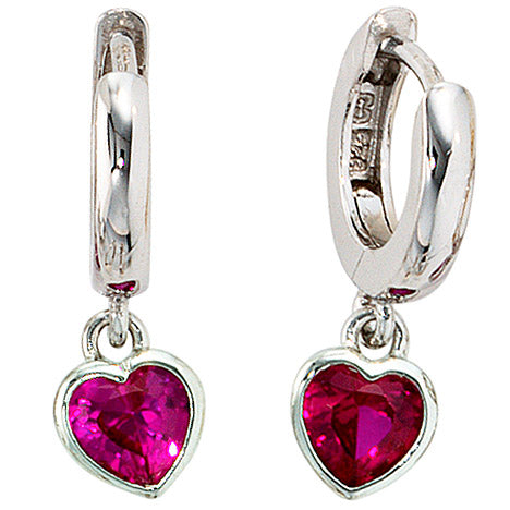 Kinder Mädchen Schmuck-Set Herz pink rosa 925 Silber Zirkonia mit Kette 42 cm