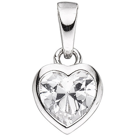 Kinder Schmuck-Set Herz 925 Silber mit Zirkonia Anhänger Ohrringe Kette 38 cm
