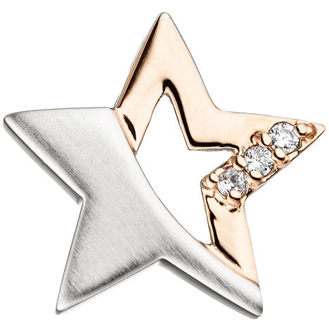 Kinder Schmuck-Set Stern 925 Silber rosegold vergoldet Zirkonia mit Kette 38 cm