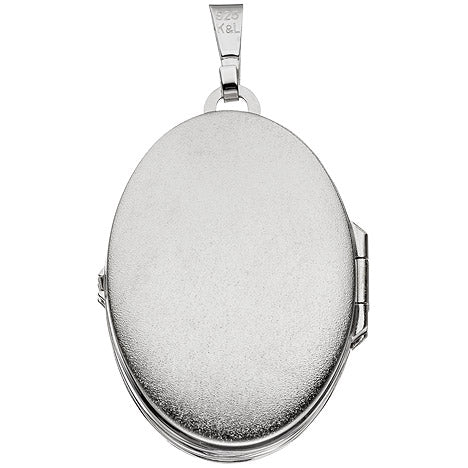 Medaillon oval Anhänger zum Öffnen für 4 Fotos 925 Silber mit Kette 60 cm