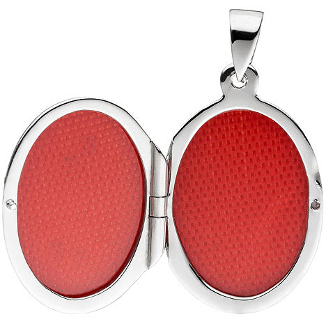 Medaillon Schmetterling Anhänger für 2 Fotos oval 925 Silber mit Kette 42 cm