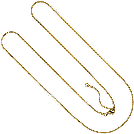 Schlangenkette Edelstahl gold farben 1 5 mm 80 cm Kette Karabiner