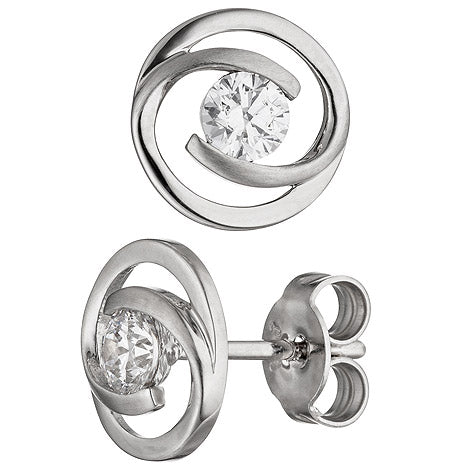 Schmuck-Set 333 Gold Weißgold 3 Zirkonia Ohrringe Anhänger und Kette 45 cm