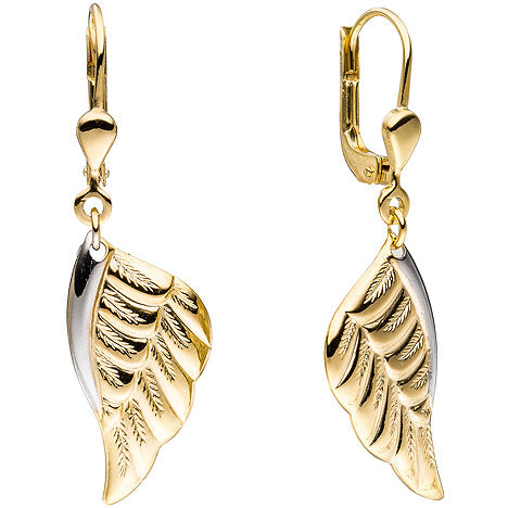 Schmuck-Set Flügel Engelsflügel 333 Gold Gelbgold bicolor mit Kette 45 cm