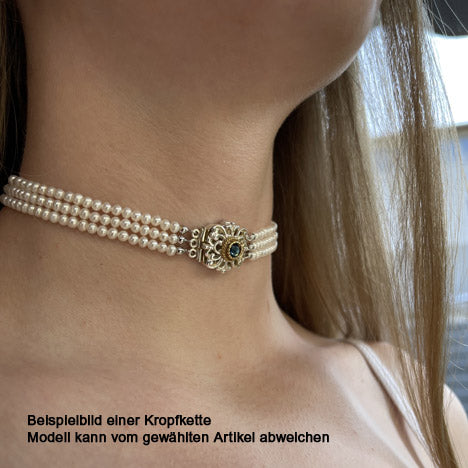 Schließe für Kropfkette 925 Silber Trachtenschmuck hellblau