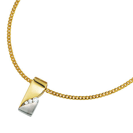 Anhänger 333 Gold Gelbgold bicolor mattiert 3 Zirkonia Goldanhänger