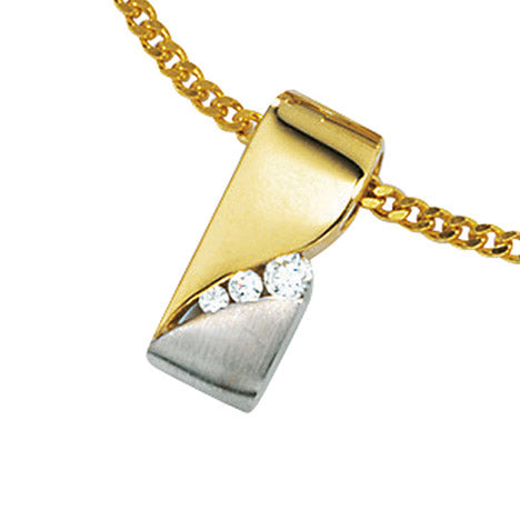 Anhänger 333 Gold Gelbgold bicolor mattiert 3 Zirkonia Goldanhänger