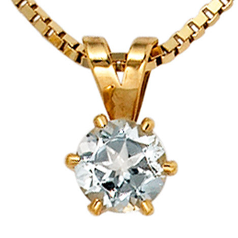 Anhänger 585 Gold Gelbgold 1 Aquamarin hellblau Goldanhänger
