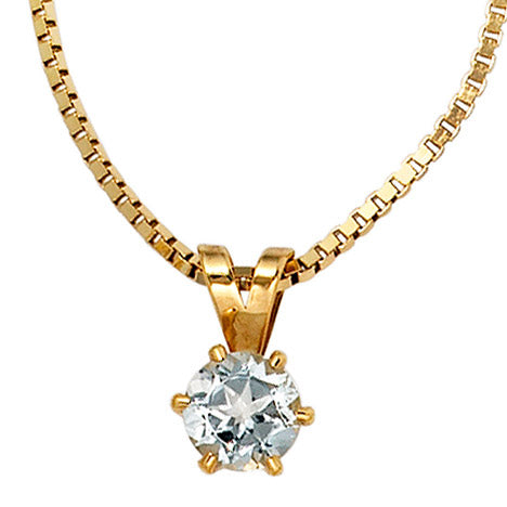 Anhänger 585 Gold Gelbgold 1 Aquamarin hellblau Goldanhänger