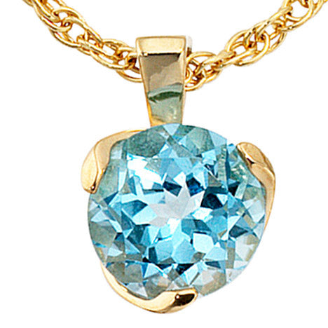 Anhänger 585 Gold Gelbgold 1 Blautopas hellblau Goldanhänger