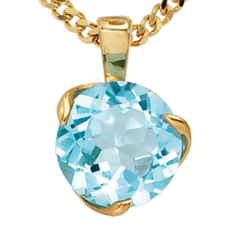Anhänger 585 Gold Gelbgold 1 Blautopas hellblau Goldanhänger