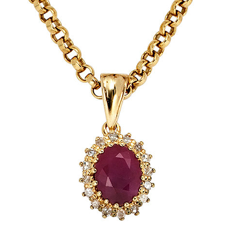 Anhänger 585 Gold Gelbgold 16 Diamanten 0 16ct. 1 Rubin rot Goldanhänger