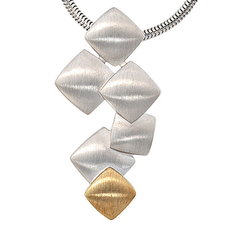 Anhänger 585 Gold Gelbgold mit 925 Sterling Silber bicolor mattiert Goldanhänger