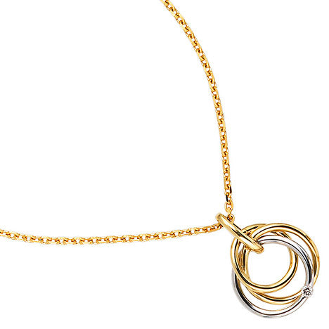Anhänger 585 Gold Gelbgold Weißgold bicolor 1 Diamant Goldanhänger verschlungen
