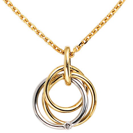 Anhänger 585 Gold Gelbgold Weißgold bicolor 1 Diamant Goldanhänger verschlungen