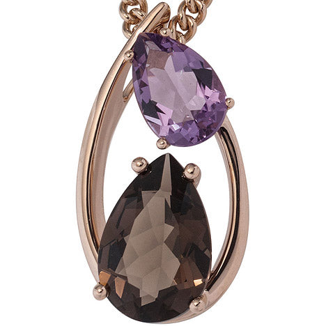 Anhänger 585 Gold Rotgold 1 Rauchquarz 1 Amethyst violett lila Goldanhänger