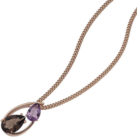 Anhänger 585 Gold Rotgold 1 Rauchquarz 1 Amethyst violett lila Goldanhänger