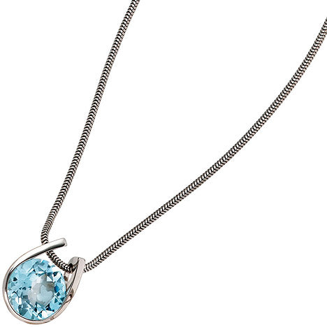 Anhänger 585 Gold Weißgold 1 Blautopas blau hellblau Goldanhänger