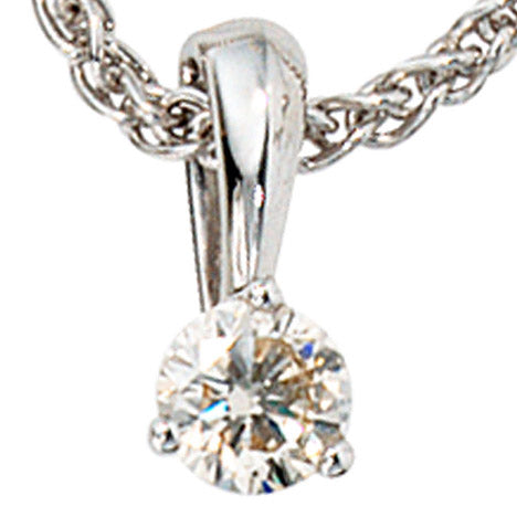 Anhänger 585 Gold Weißgold 1 Diamant Brillant 0 25ct. Solitär Diamantanhänger