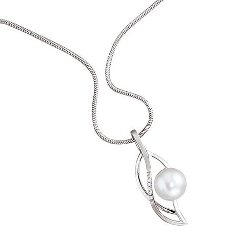 Anhänger 585 Gold Weißgold 1 Süßwasser Perle 6 Diamanten Perlenanhänger