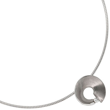 Anhänger 585 Gold Weißgold matt 1 Diamant Brillant 0 07ct. Weißgoldanhänger