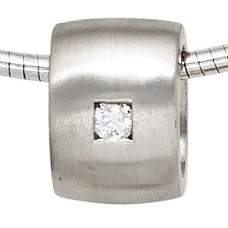 Anhänger 925 Sterling Silber rhodiniert mattiert 1 Diamant Brillant 0 05ct.