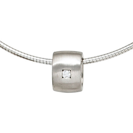 Anhänger 925 Sterling Silber rhodiniert mattiert 1 Diamant Brillant 0 05ct.