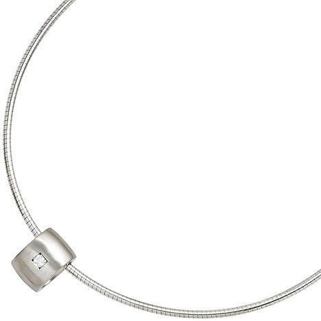 Anhänger 925 Sterling Silber rhodiniert mattiert 1 Diamant Brillant 0 05ct.