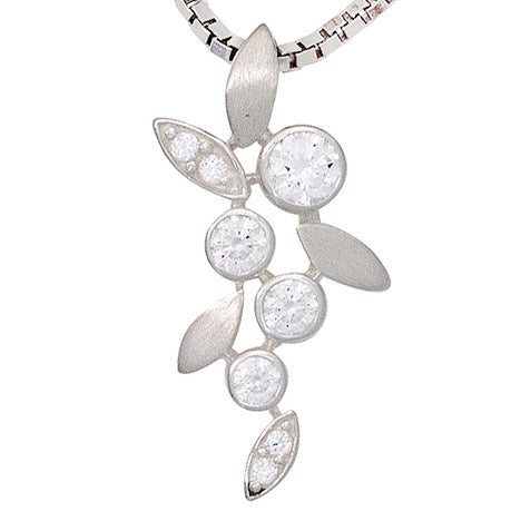 Anhänger 925 Sterling Silber rhodiniert mattiert mit Zirkonia