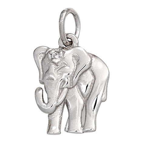 Anhänger Elefant 585 Gold Weißgold 1 Diamant Brillant Weißgoldanhänger
