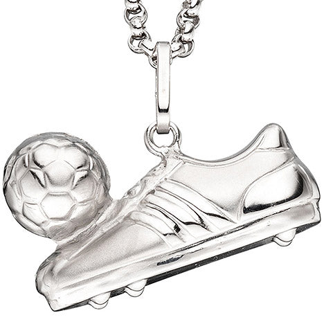 Anhänger Fußball Fußballschuh mit Ball 925 Sterling Silber mattiert