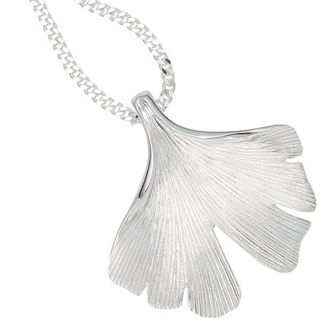 Anhänger Ginkgo Ginko 925 Sterling Silber mattiert