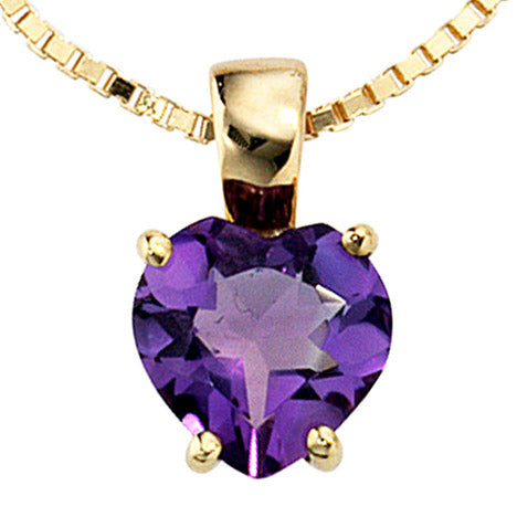 Anhänger Herz 333 Gold Gelbgold 1 Amethyst lila violett Herzanhänger